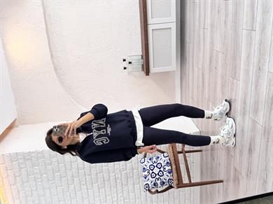 Nvc Nakışlı Önü Fermuarlı Sweat Lacivert