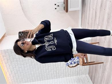 Nvc Nakışlı Önü Fermuarlı Sweat Lacivert