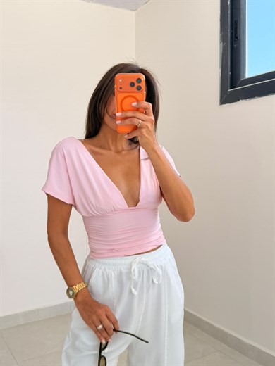 Ön Arka Derin V Top Badi Pembe