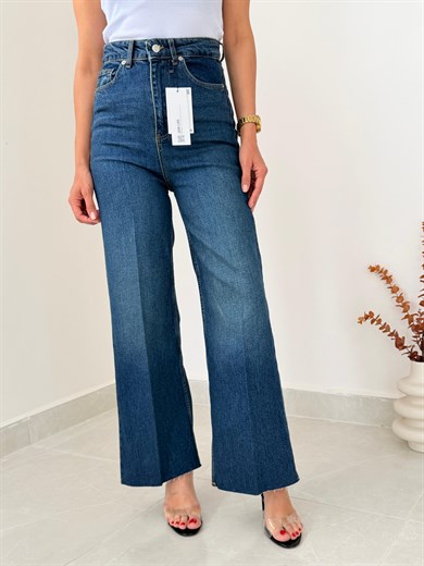 Önden Ütülü Paça Kesik Wide Leg Jean Tint 