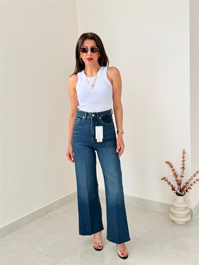 Önden Ütülü Paça Kesik Wide Leg Jean Tint 