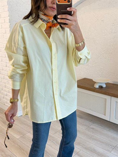 Oversize Poplin Gömlek Sarı
