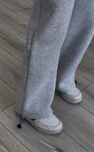 Paça Ayarlanabilir Üç İplik Eşofman Gri Melanj