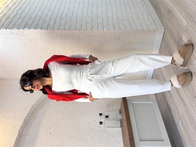 Paça Pensli Havuç Pantolon Ekru