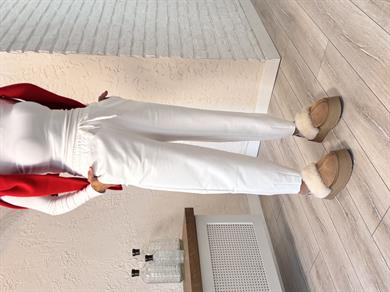 Paça Pensli Havuç Pantolon Ekru