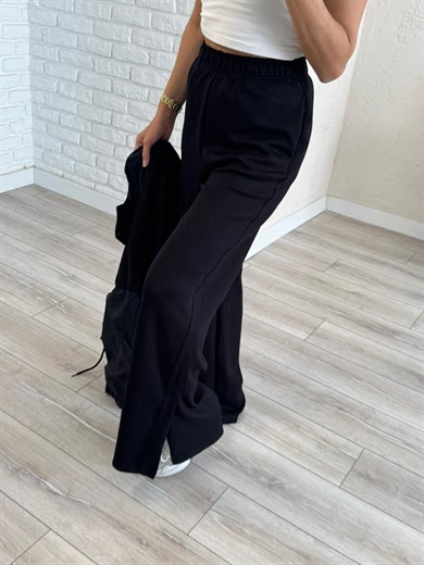 Paraşüt Kumaş Detaylı Lüx Kalite Üst Mont Astarlı Paça Yırtmaçlı Takım Siyah