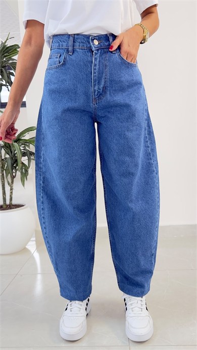 Premium Kalite Tapered Fit Balon Jean Mavi