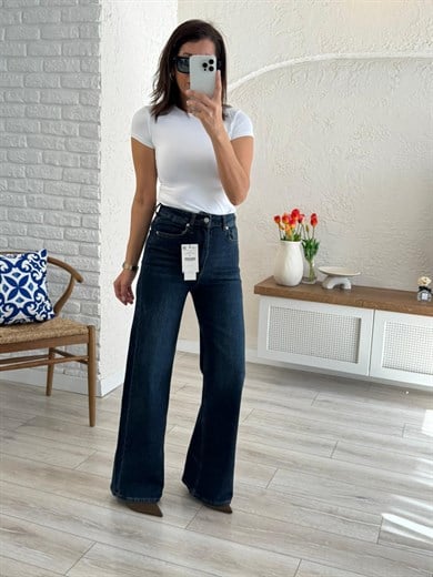 Premium Kalite Yüksek Bel Geniş Paça Jean Tint