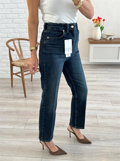 Premium Kalite Yüksek Bel Önden Ütülü Havuç Kesim Jean Tint