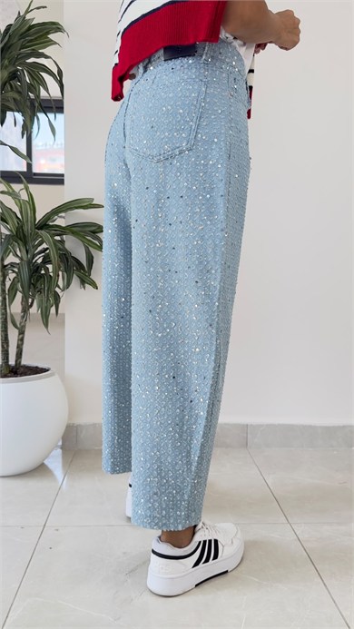 Premium Pullu Balon Jean Açık Mavi