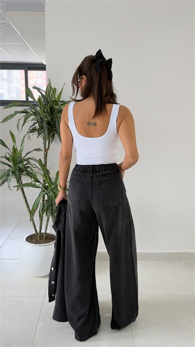Premium Yumuşak Dokulu Denim Palazzo Antrasit