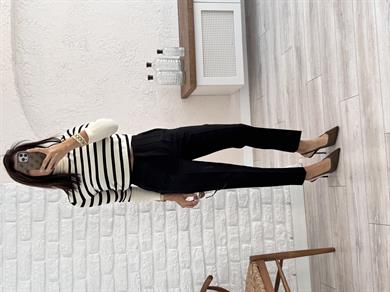 Siyah Flatolu Pantolon