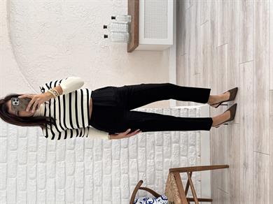 Siyah Flatolu Pantolon