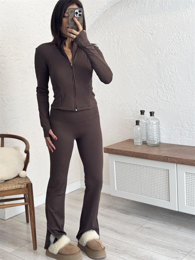 Soft Touch Lüx Kalite Oysh Model Yırtmaçlı Tayt Takım