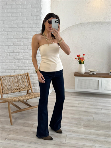 Straplez Alt Volanlı Top Taş