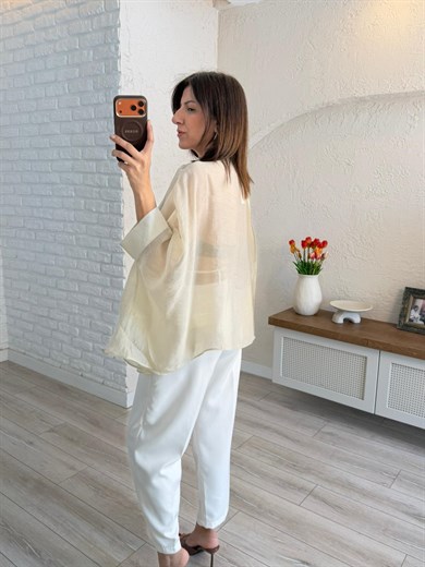 Uçuşan Pelerin Bluz Taş