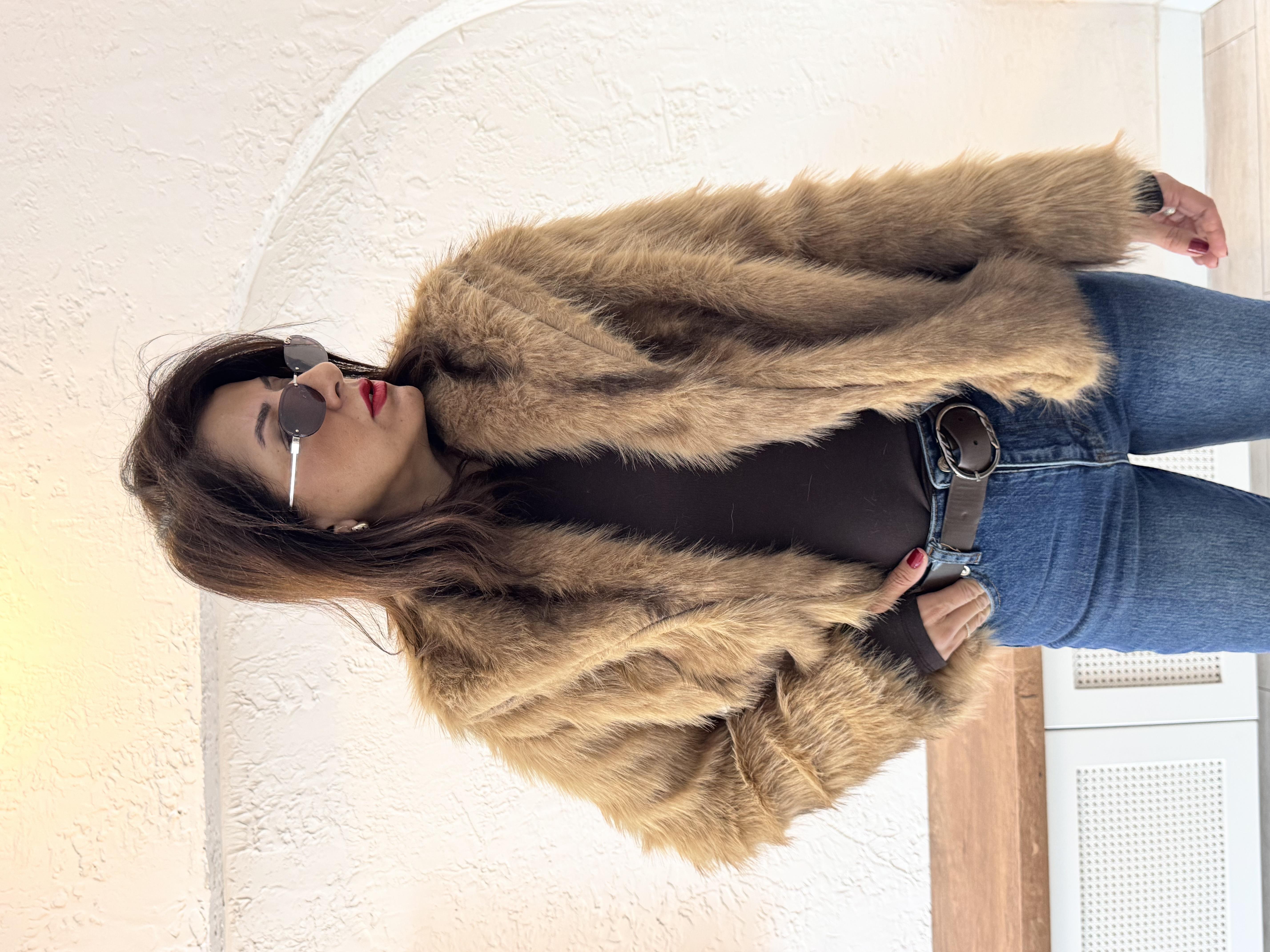  Lolita Kürk Çizgili Tina Camel 