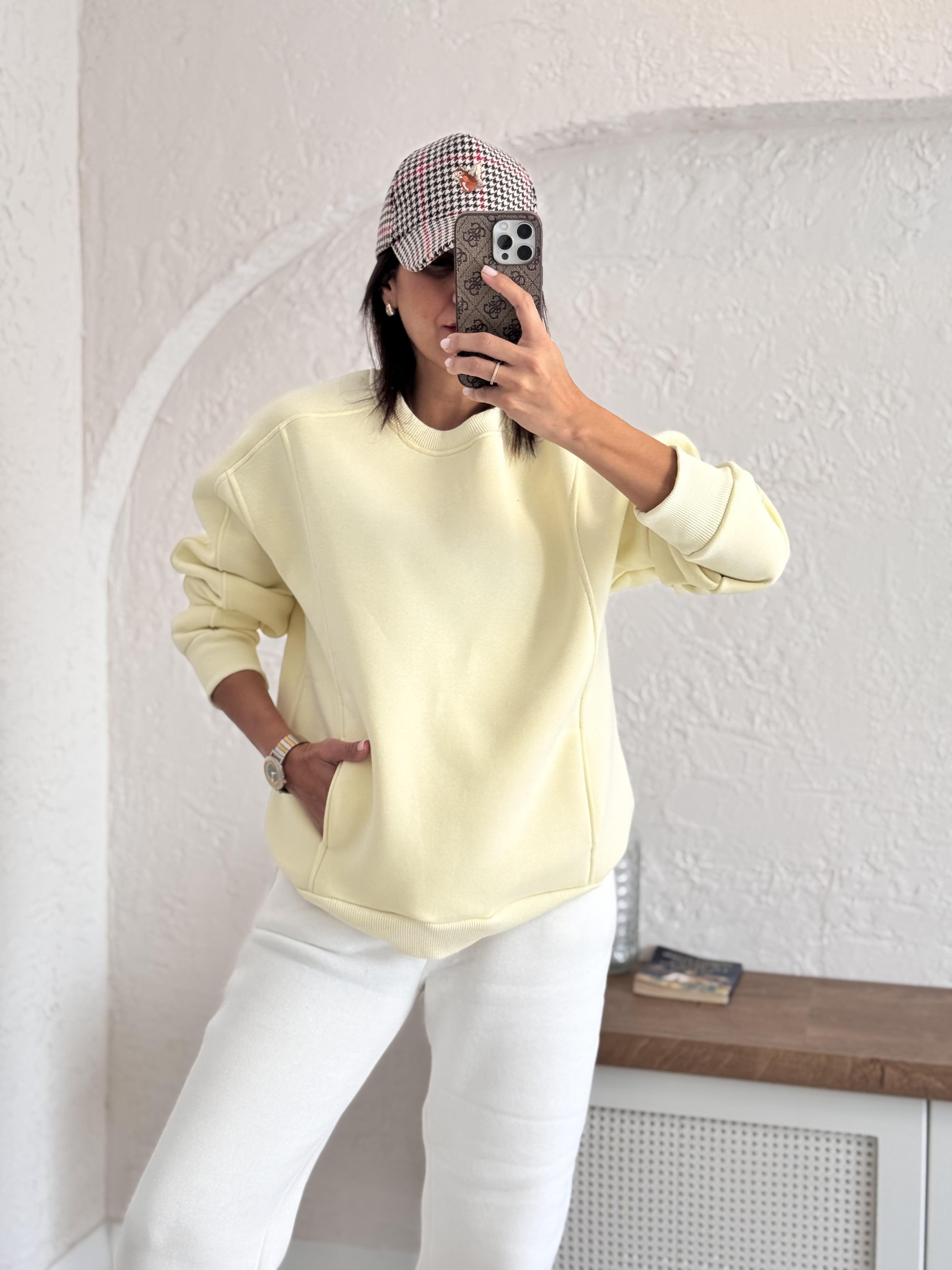  Sarı Bisiklet Yaka Sweat 