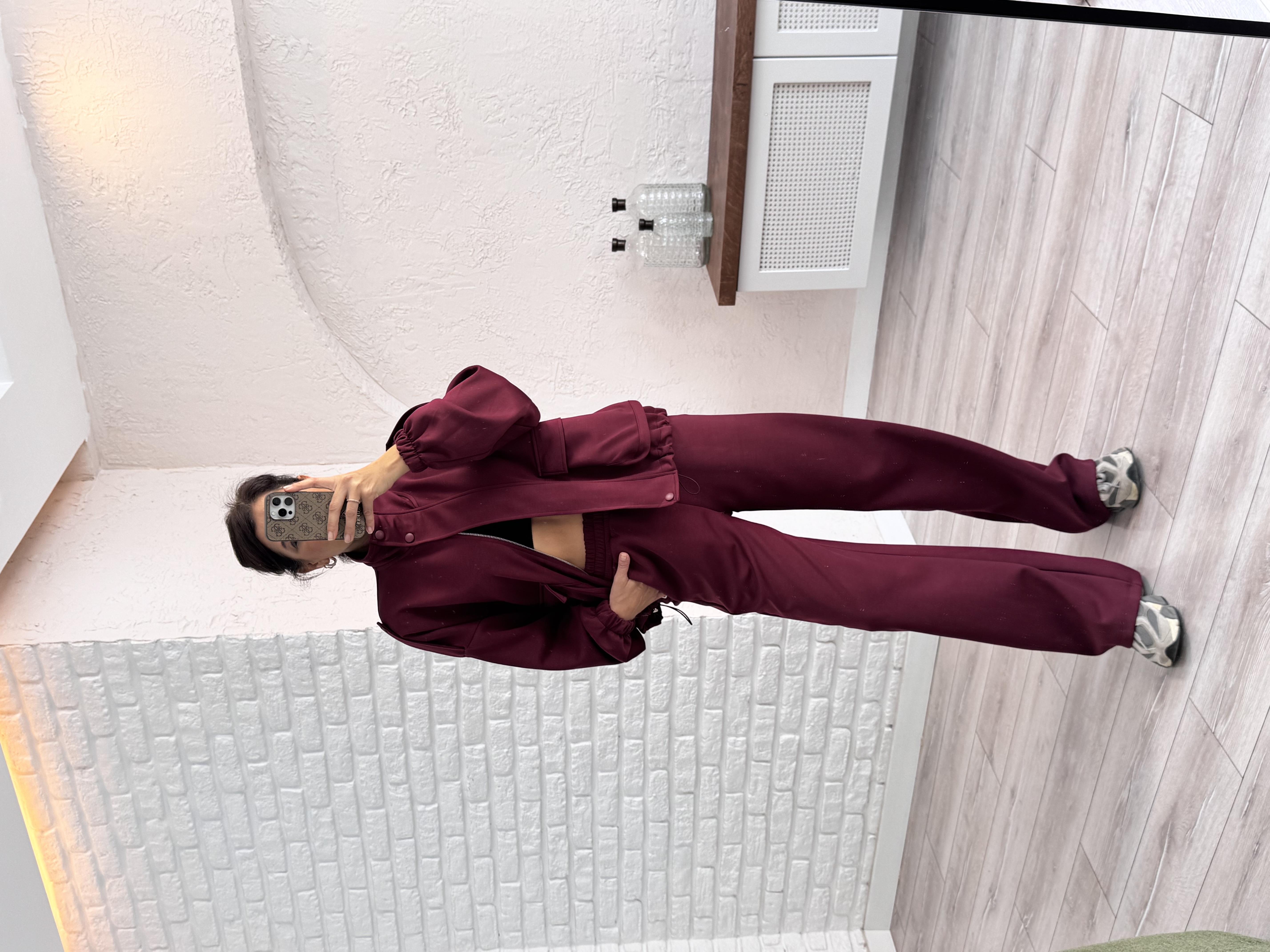 Bomber Ceketli Takım Bordo