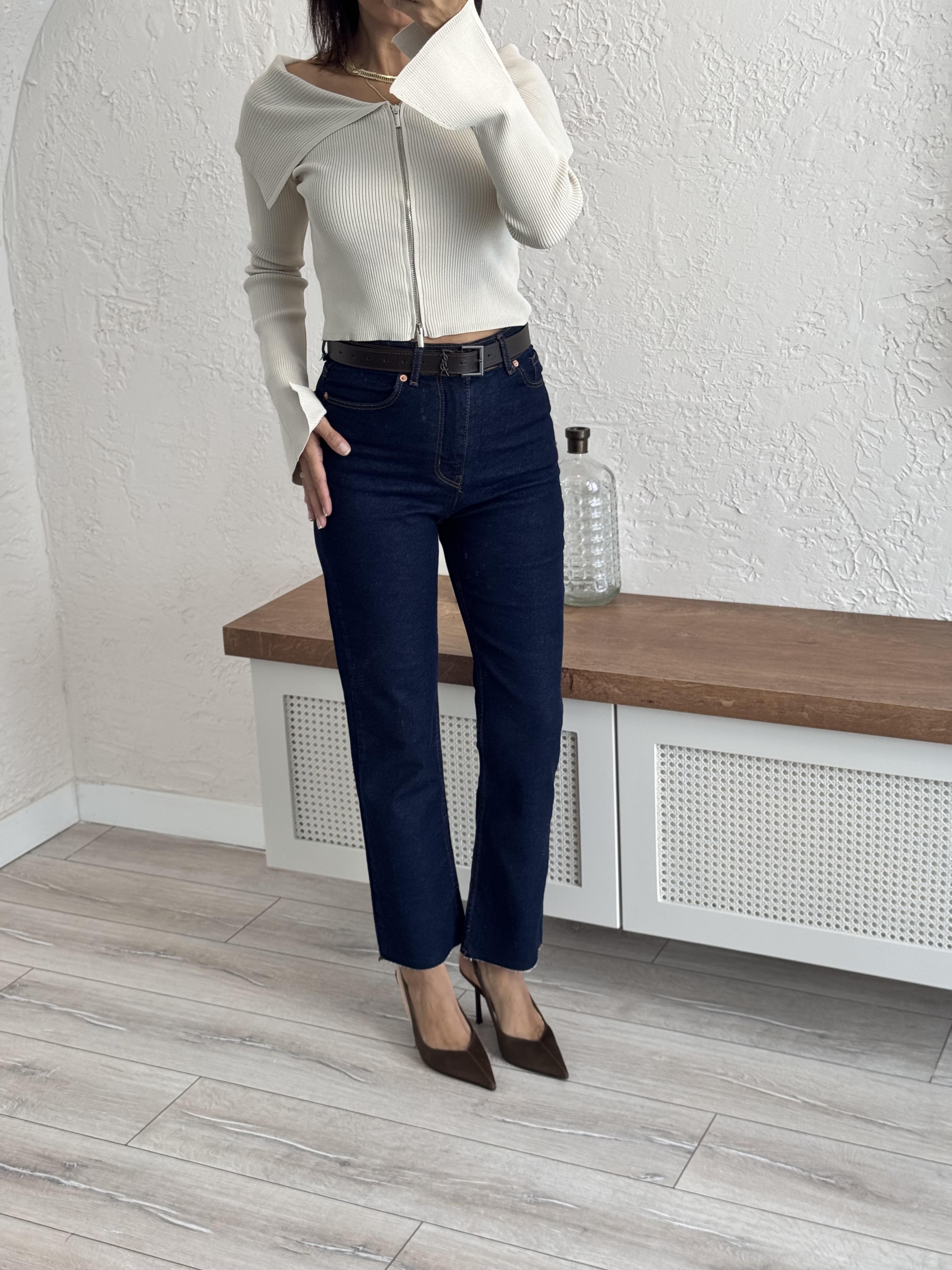 Boyfit Kesik Paça jean Lacivert