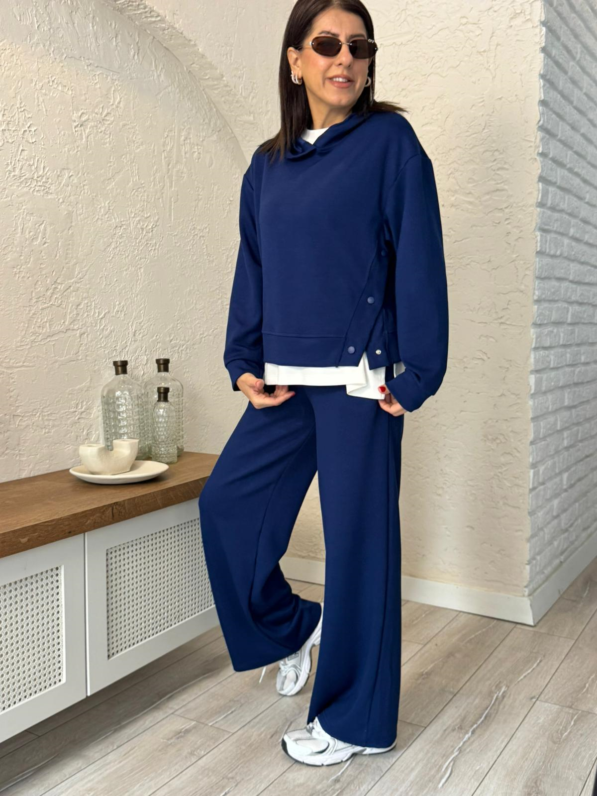 Çıtçıt Düğmeli Modal Takım Lacivert