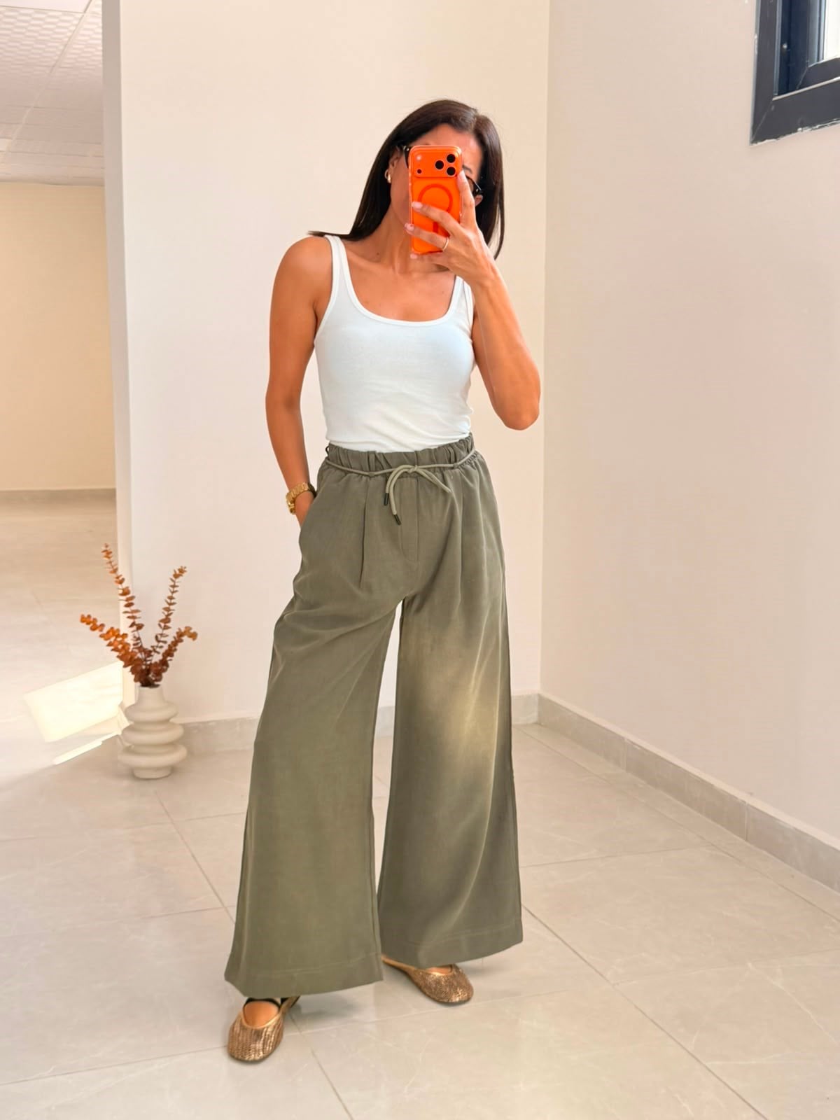 Gabardin Patlı Pantolon Haki 