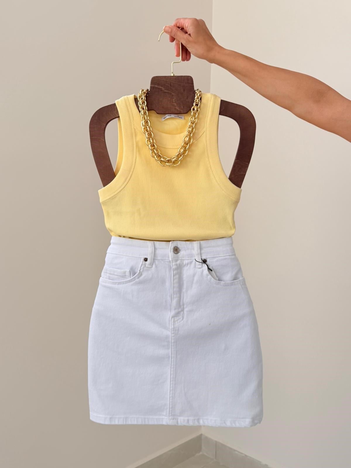 Halter Yaka Kaşkorse Atlet Sarı