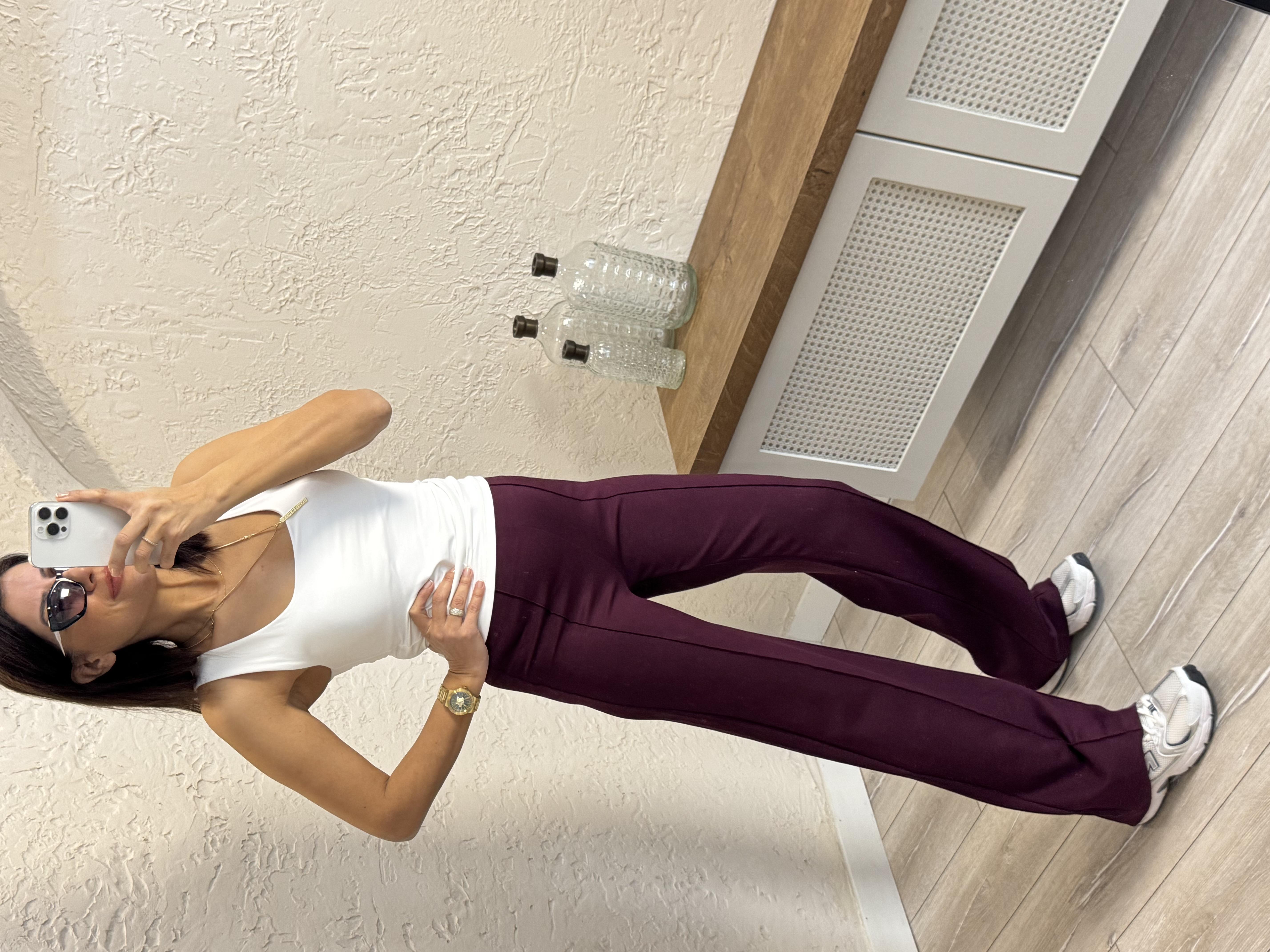 İthal Modal Kumaş Biyeli pantolon Bordo