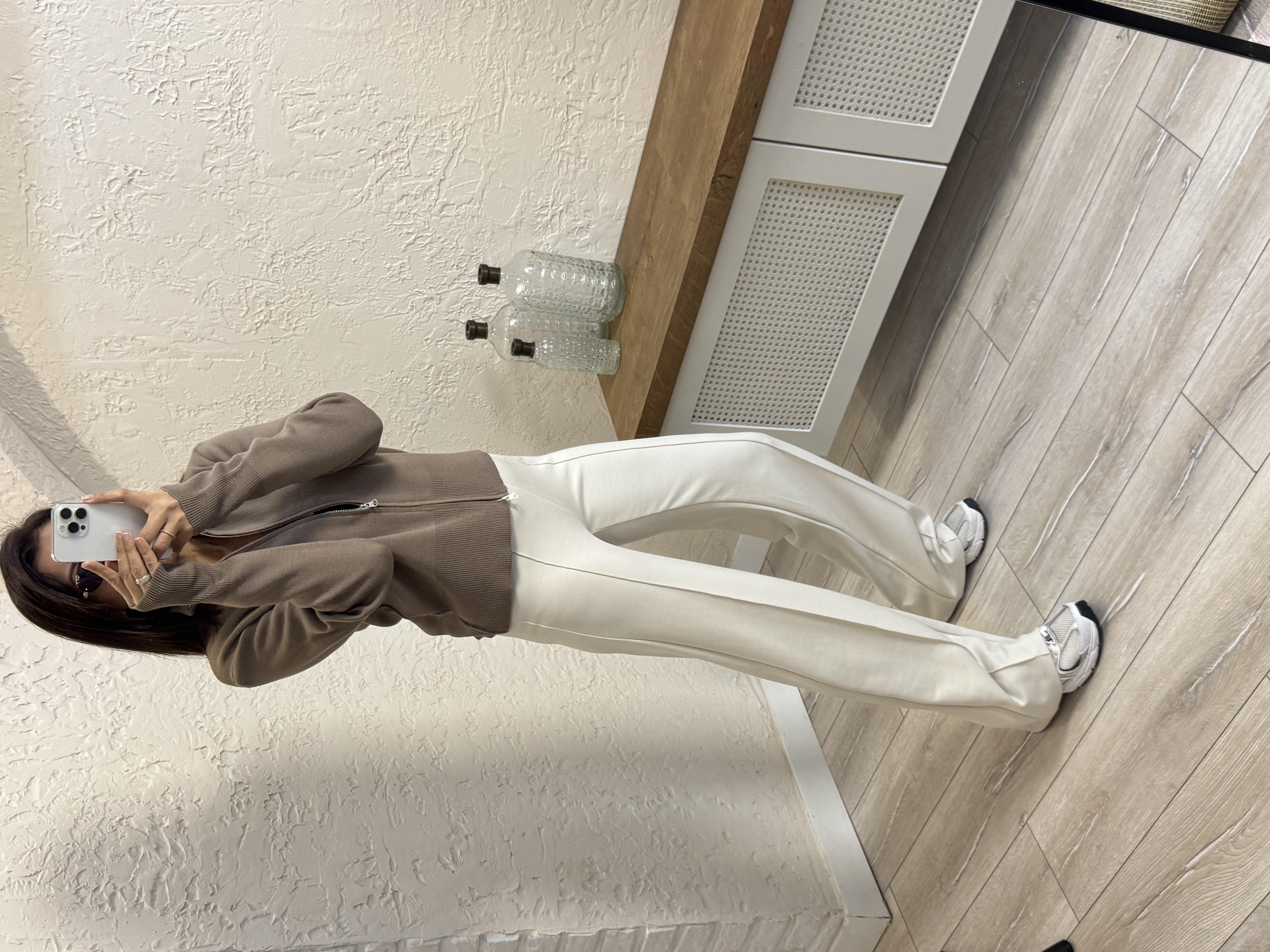 İthal Modal Kumaş Biyeli Pantolon Taş  