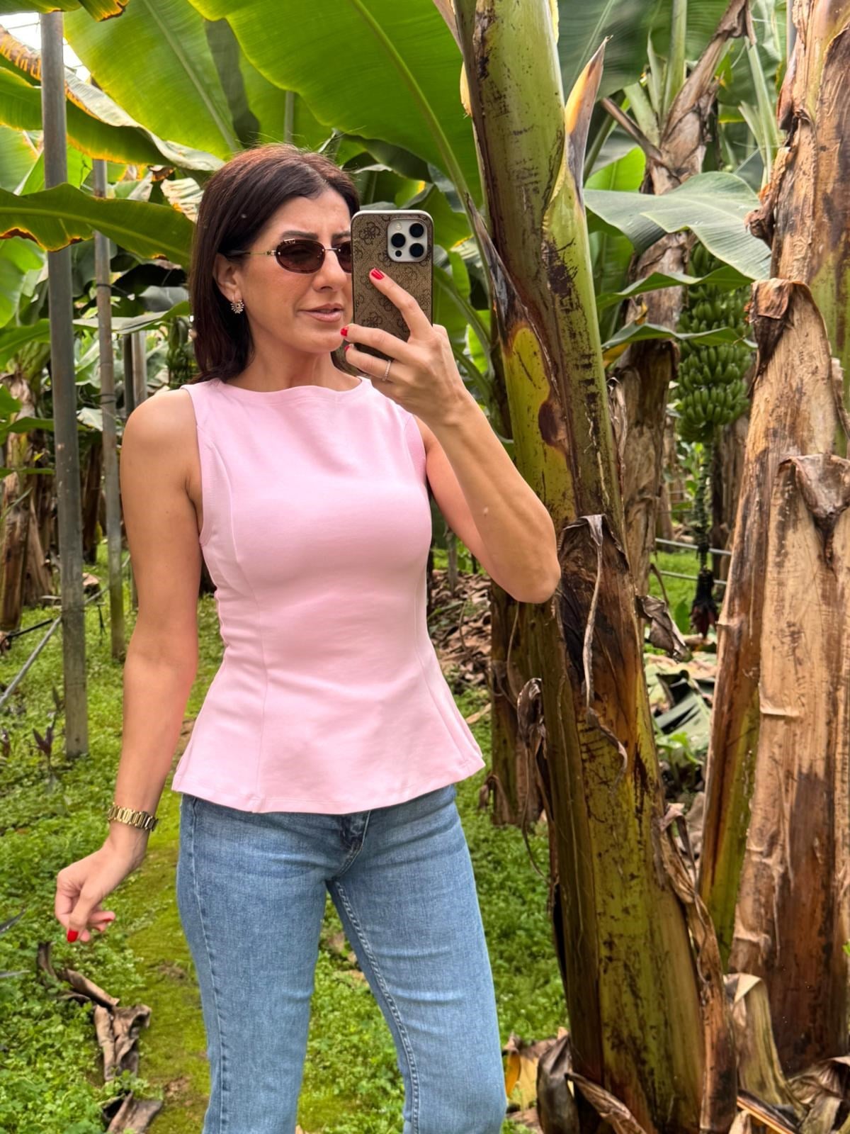 Kayık Yaka Peblum Top Pembe                                                                                                                                                                 