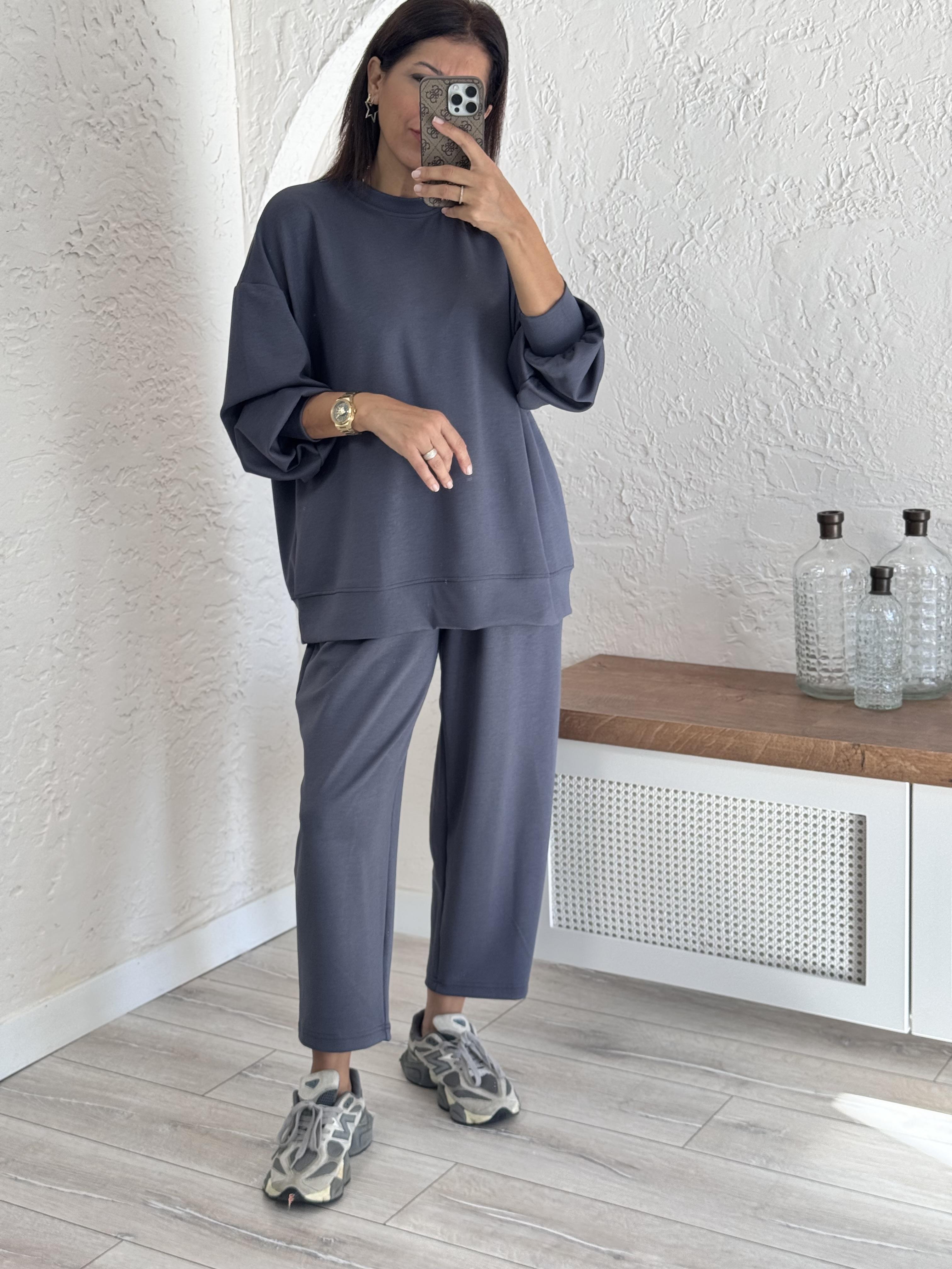 Modal Takım Şalvarlı Pantolon Antrasit 