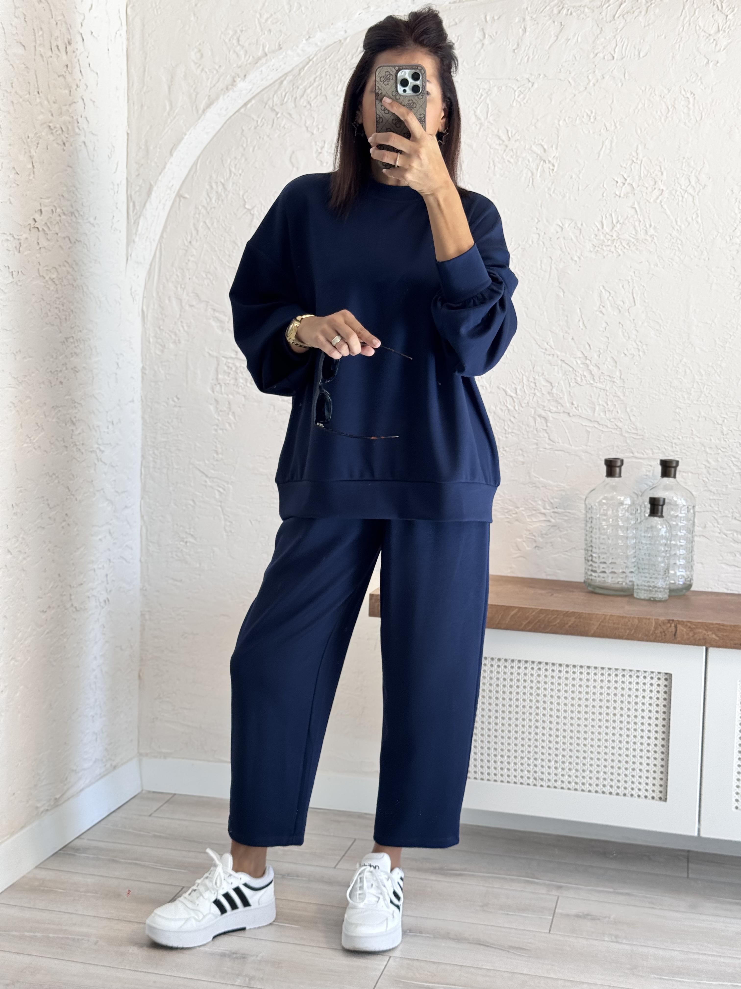 Modal Takım Şalvarlı Pantolon Lacivert 