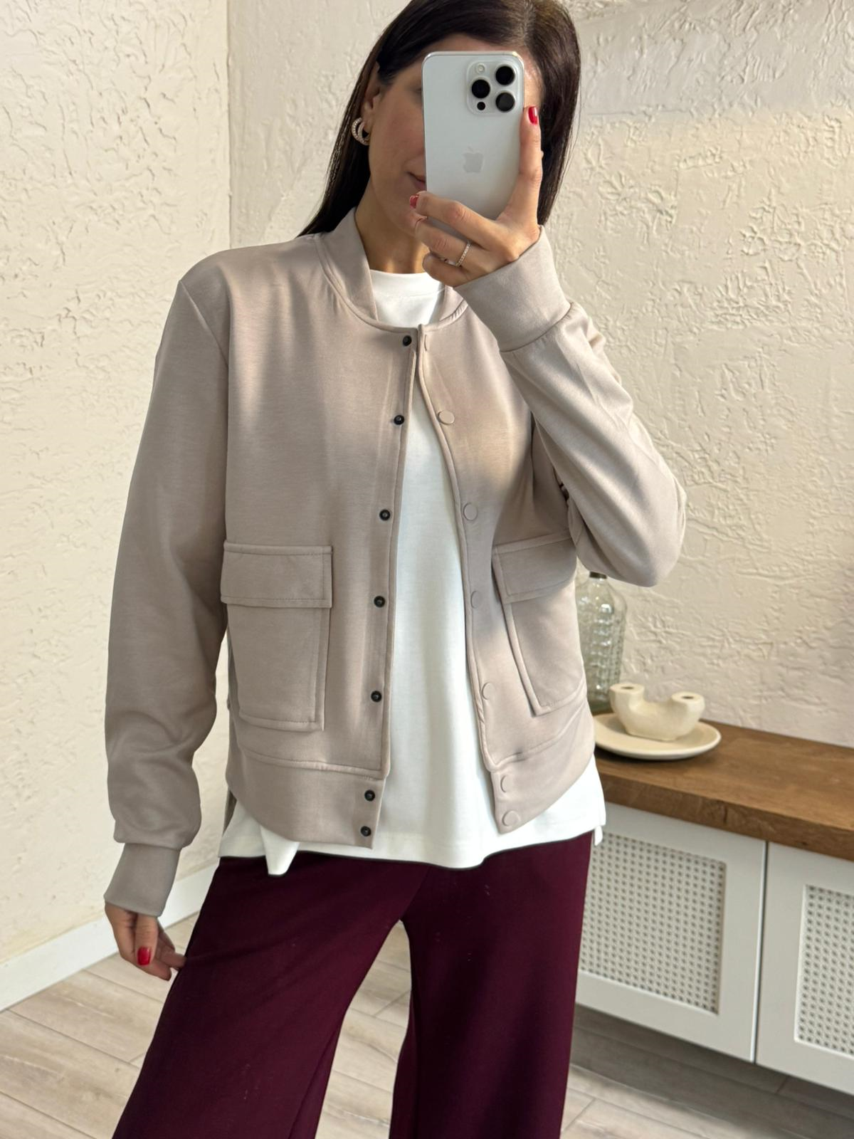Ön Çıtçıtlı Cepli Ceket Bej