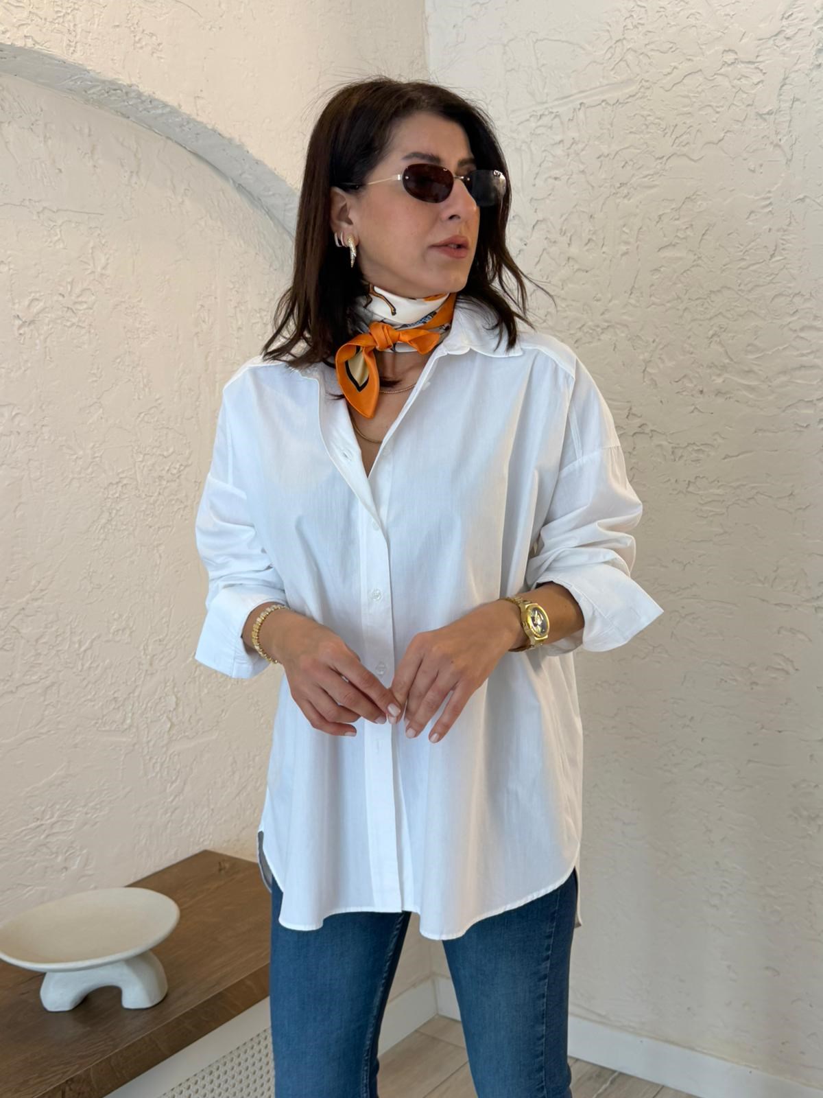 Oversize Poplin Gömlek Beyaz