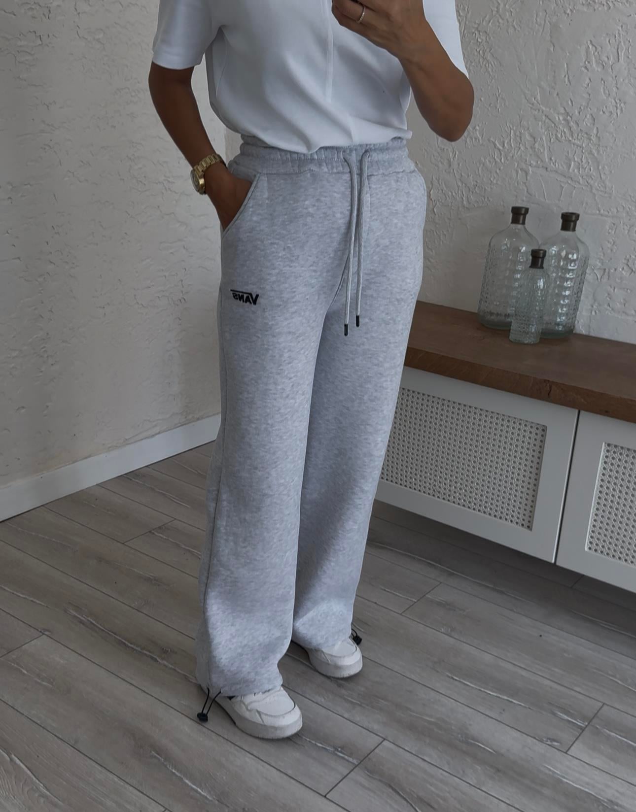 Paça Ayarlanabilir Üç İplik Eşofman Gri Melanj