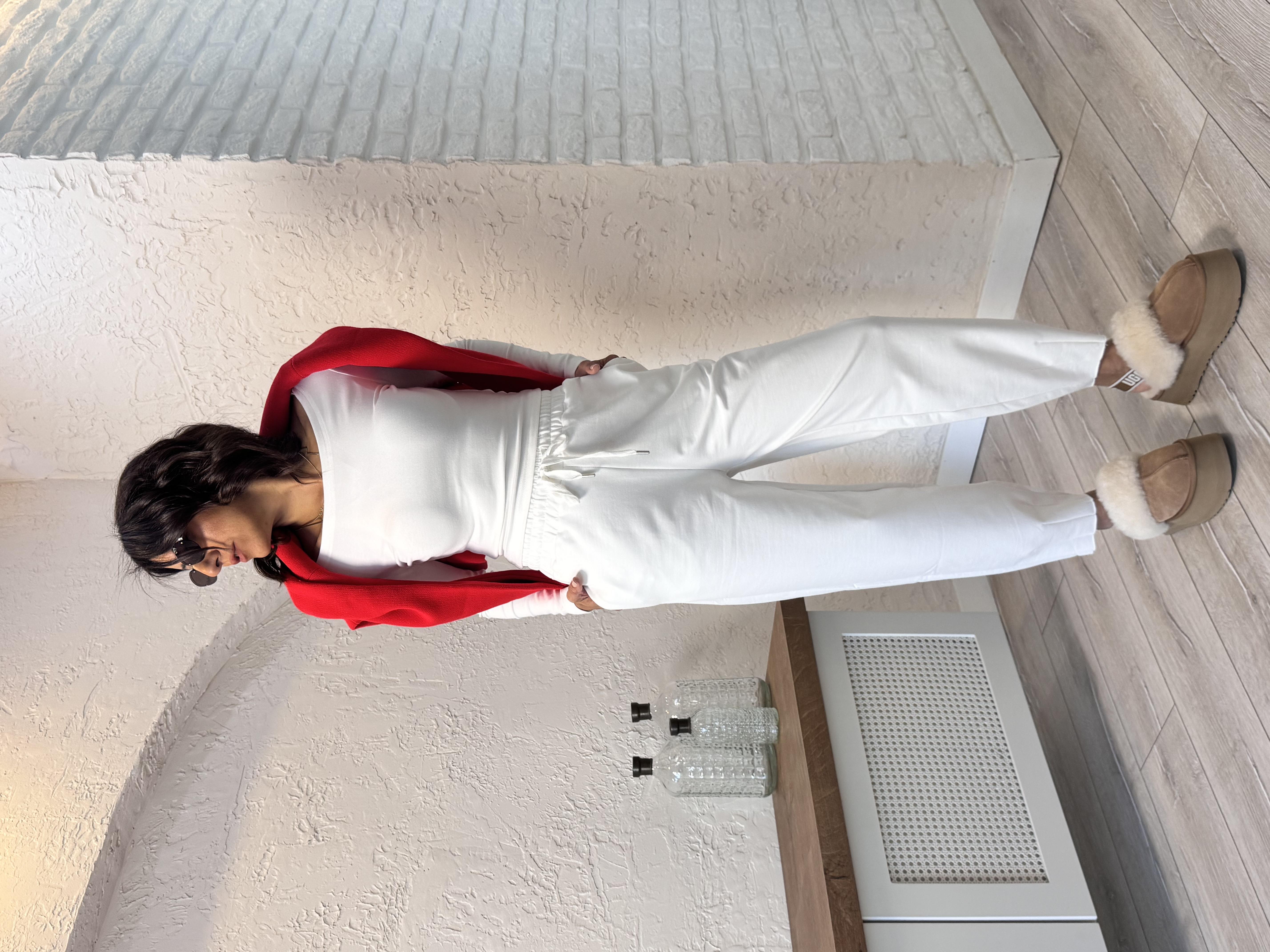 Paça Pensli Havuç Pantolon Ekru