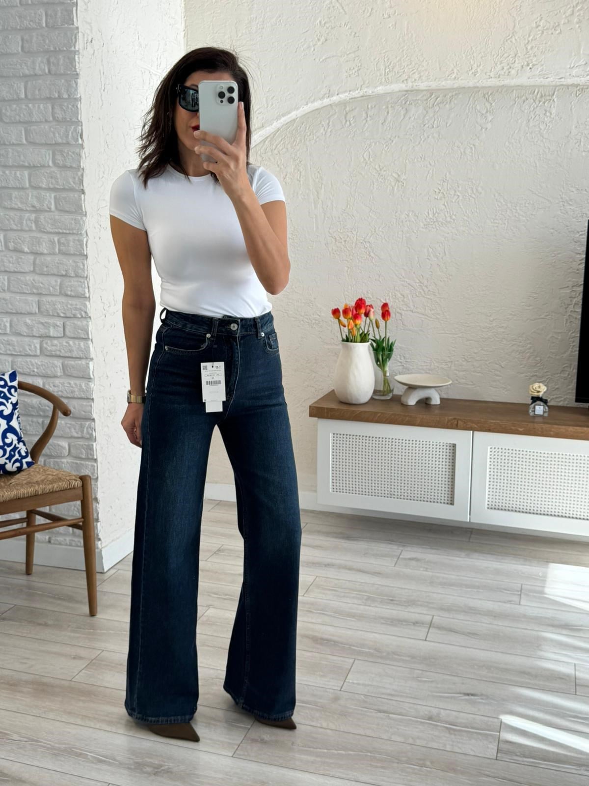 Premium Kalite Yüksek Bel Geniş Paça Jean Tint