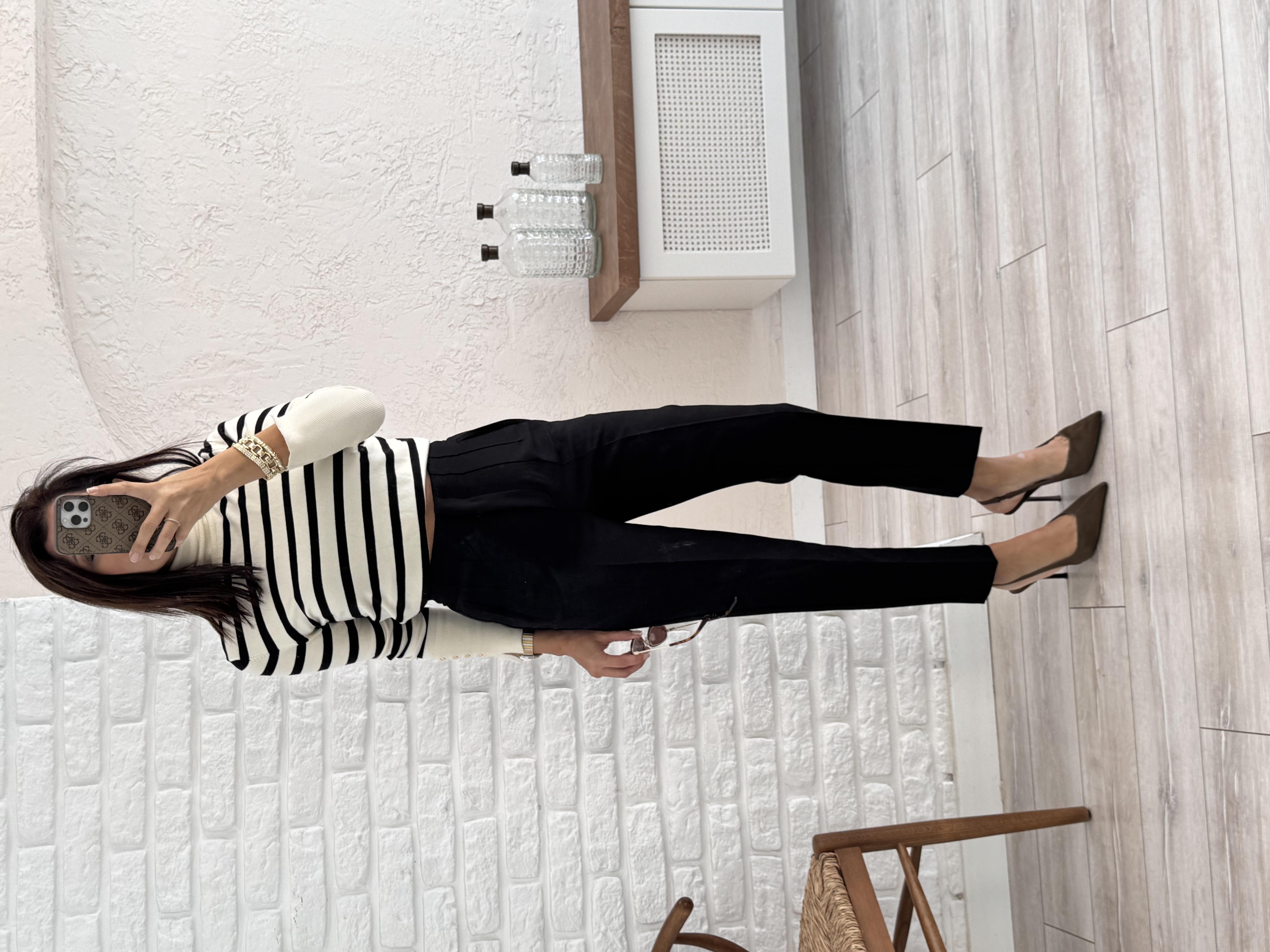 Siyah Platolu Pantolon