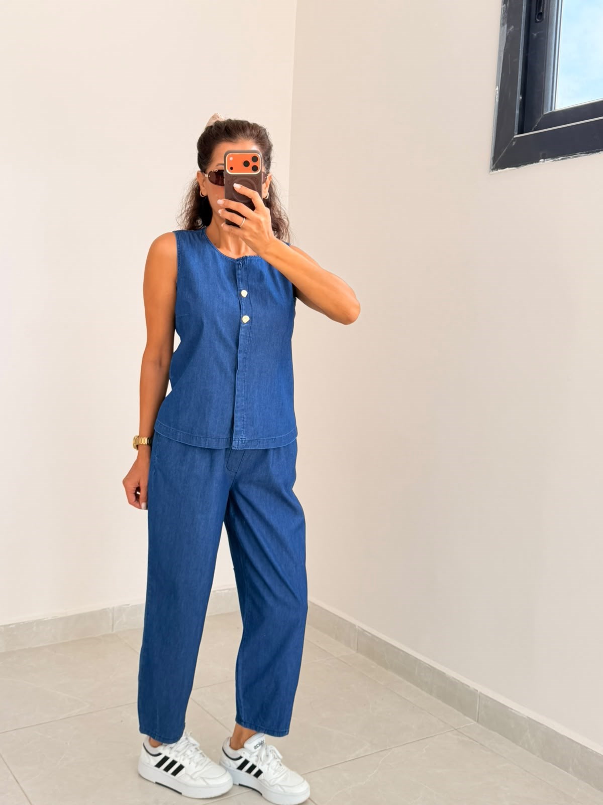 Yelekli Tensel Jean Takım Dark Blue
