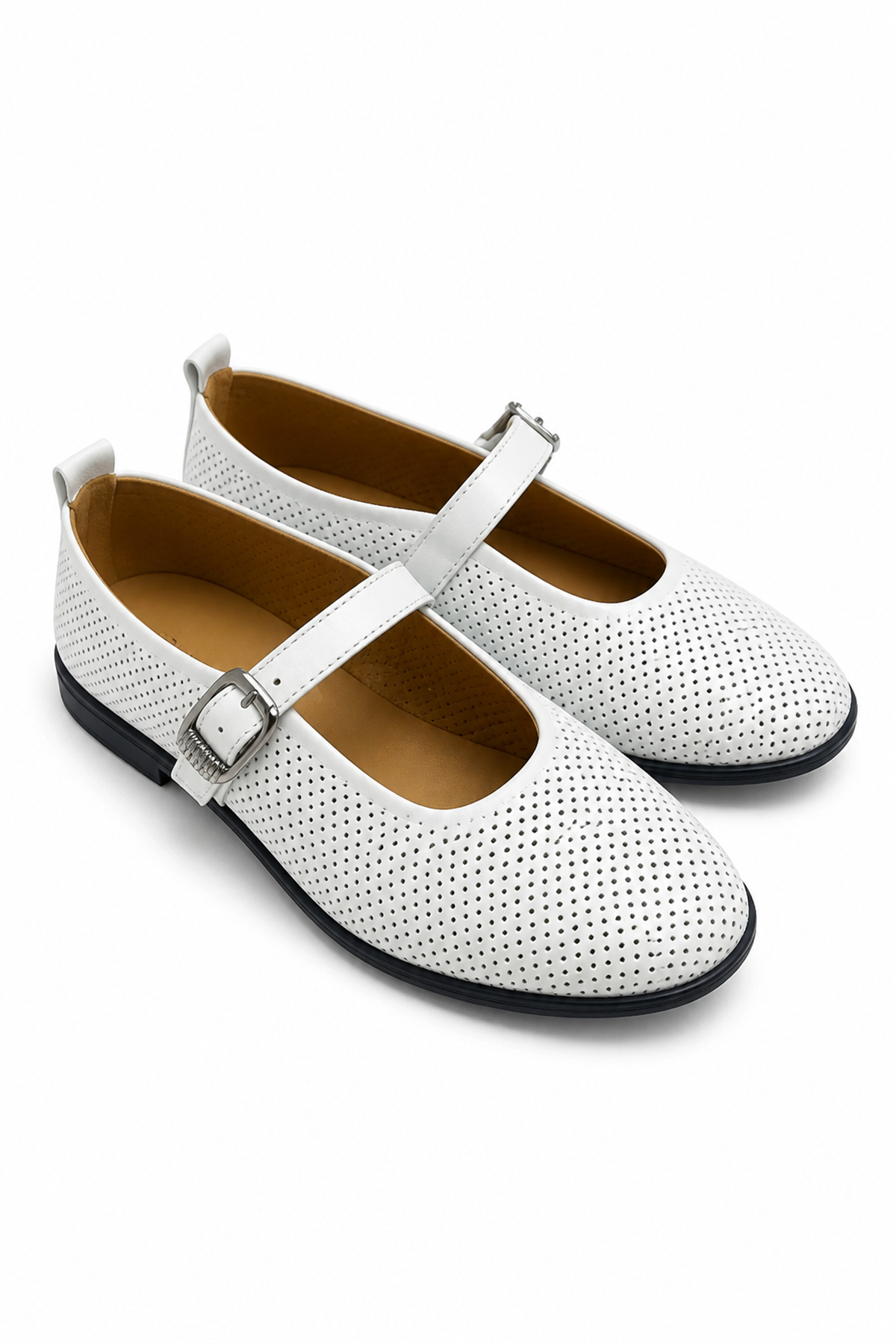Simba model 2 cm tabanlı orjinal deri  babet loafer BEYAZ