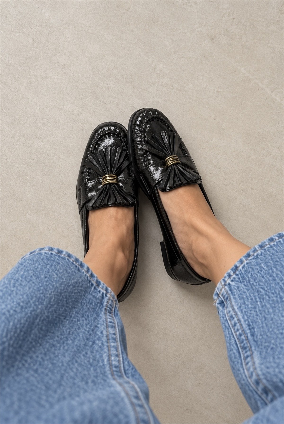 zafira model 1 cm topuklu yeni sezon loafer babet SIY.KIRISK