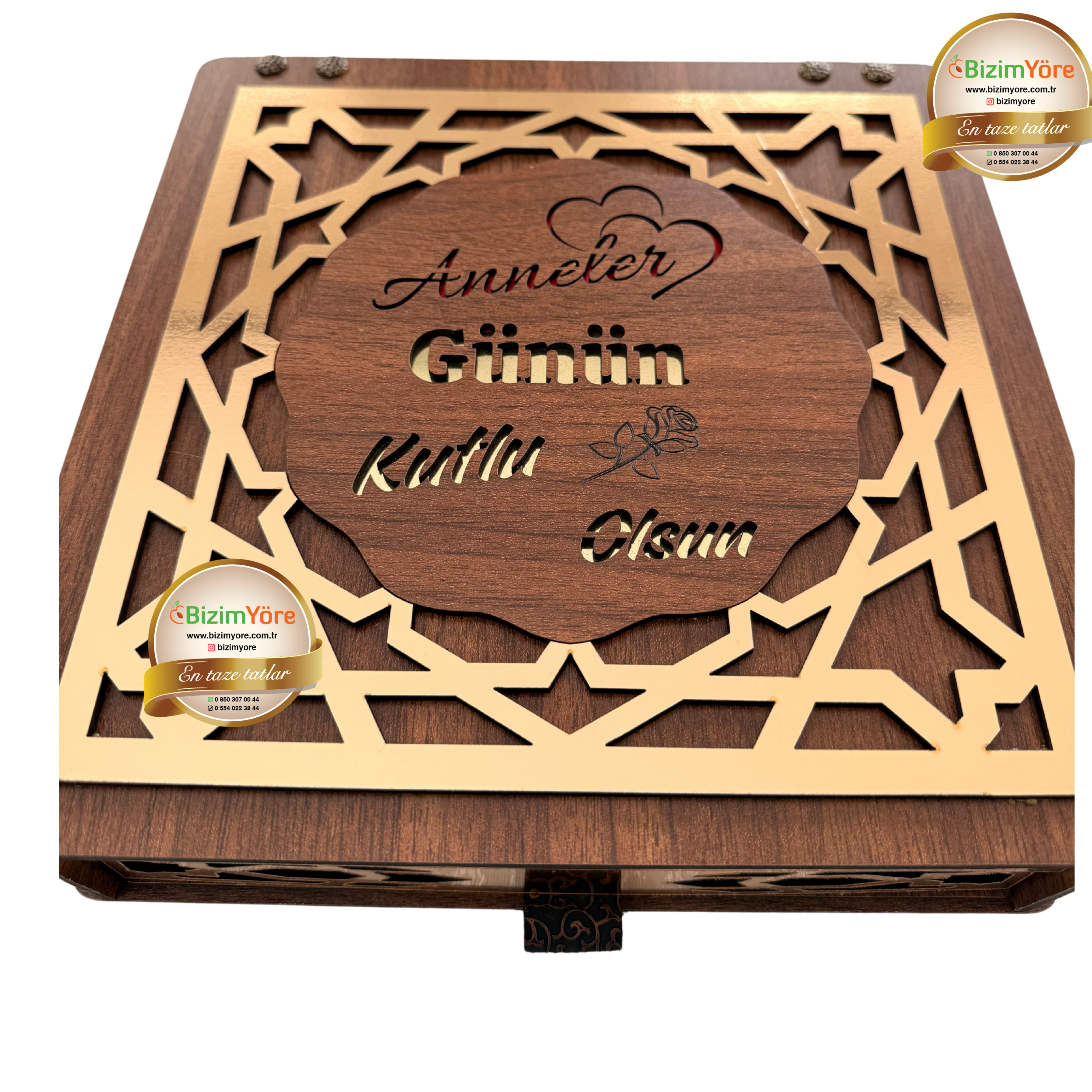 Hediyelik Kayısı TabağıAnneler Gününe Özel Gold Çekmeceli Ahşap Hediyelik Kayısı Lokum Paketi 2.8 Kg No: A4