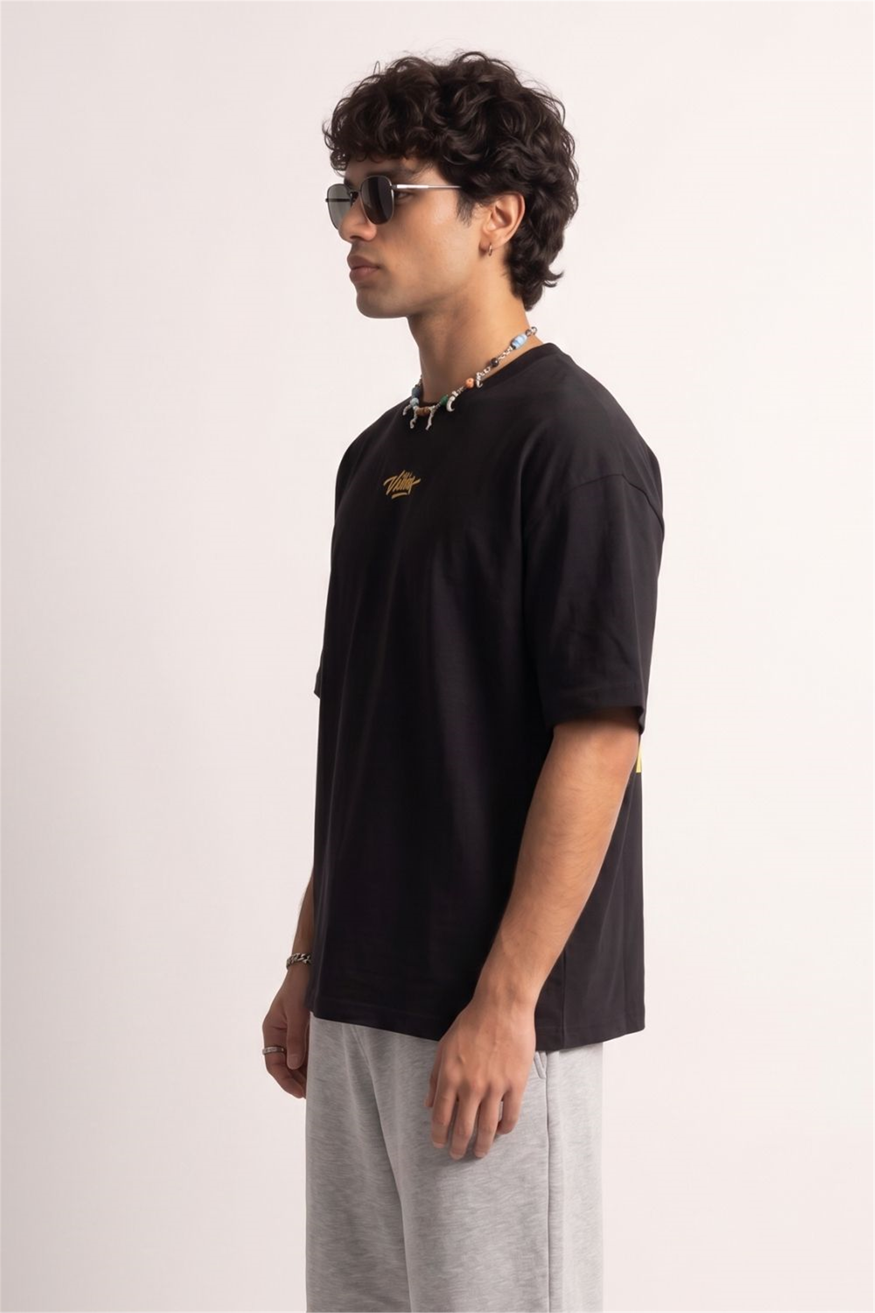 Erkek Amalfi Oversize Siyah T-Shirt