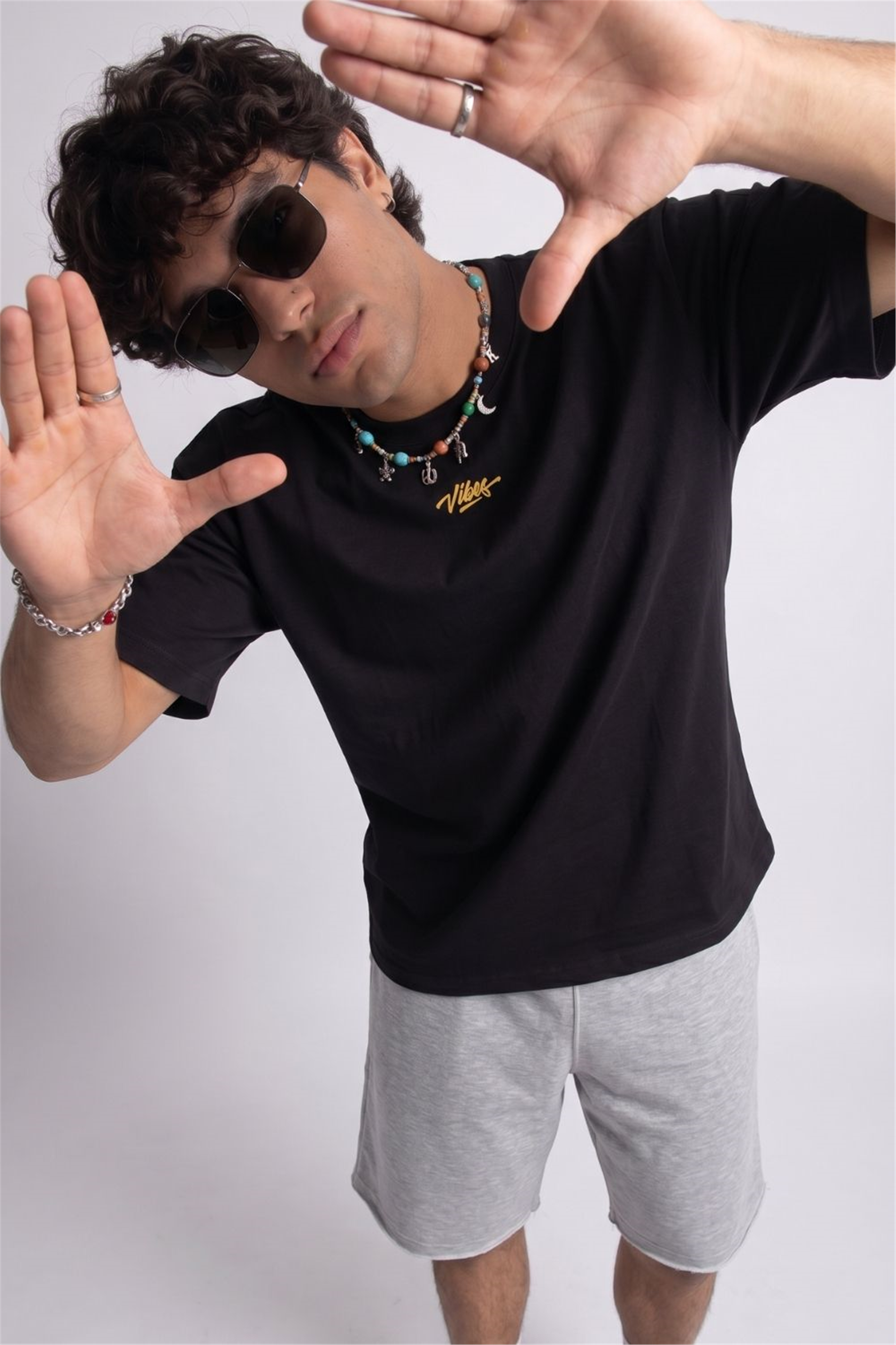 Erkek Amalfi Oversize Siyah T-Shirt