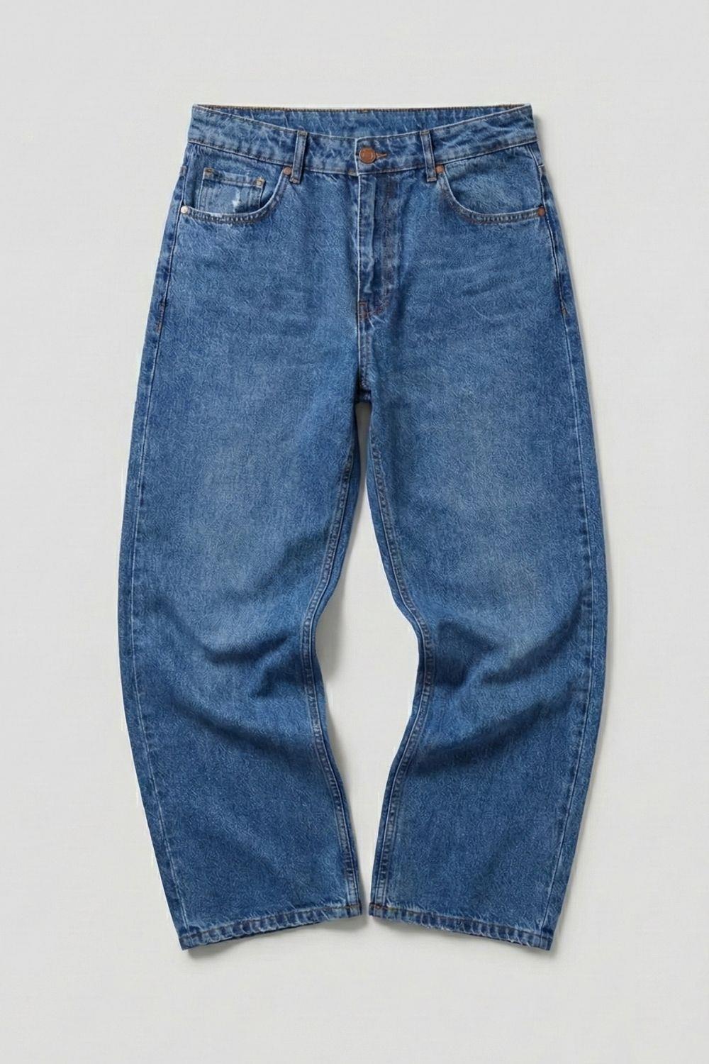 Erkek Baggy Koyu Mavi Kot Pantolon