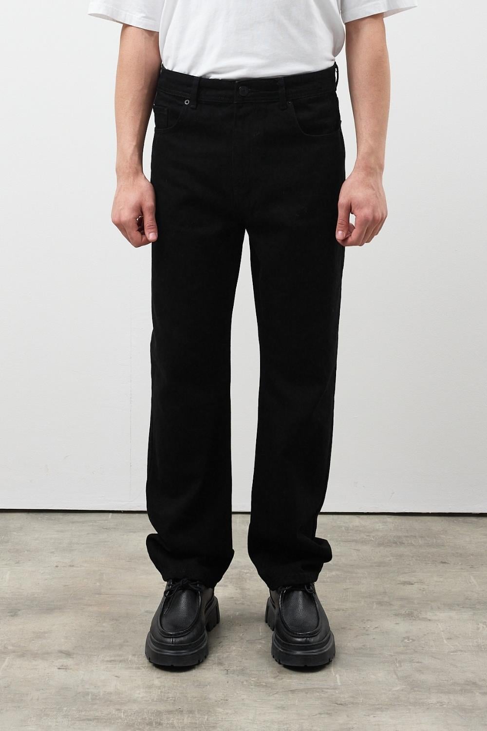 Erkek Baggy Siyah Kot Pantolon