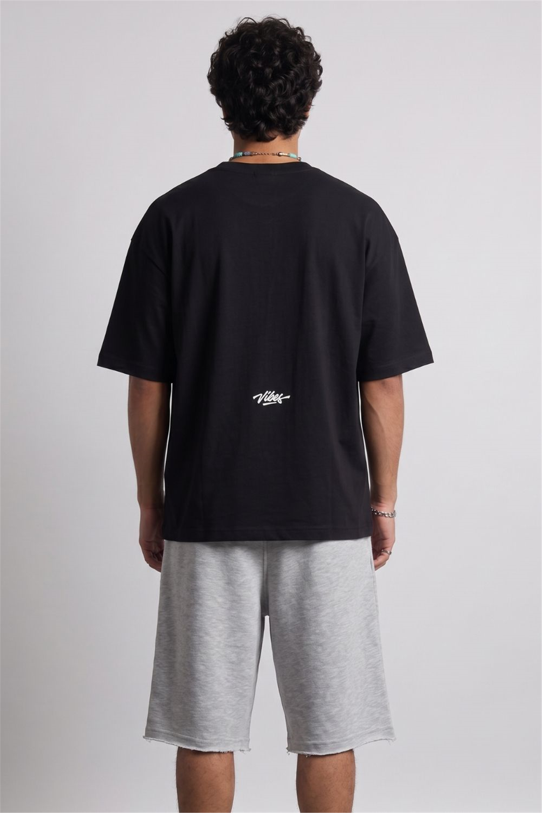 Erkek Bla Bla Oversize Siyah T-Shirt