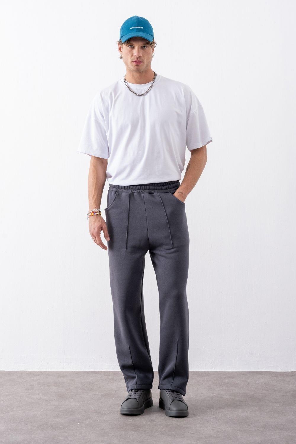 Erkek Baggy Chill Antrasit Eşofman Altı