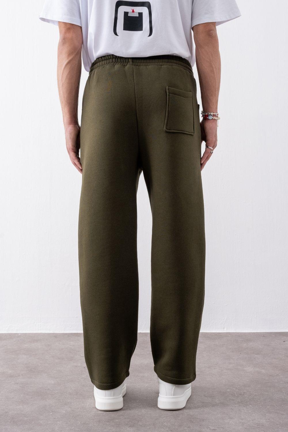 Erkek Baggy Chill Haki Eşofman Altı