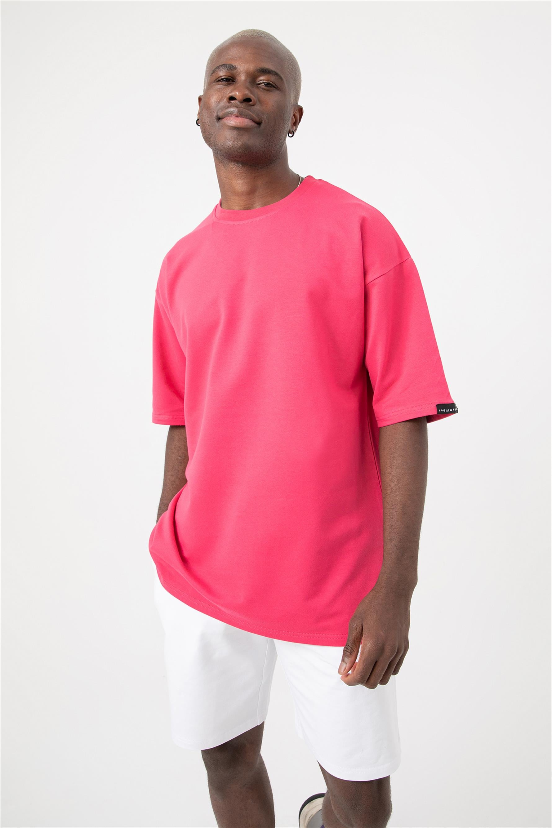 Erkek Base Oversize Fuşya T-Shirt